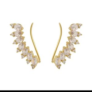 Cz gold ear climber earrings